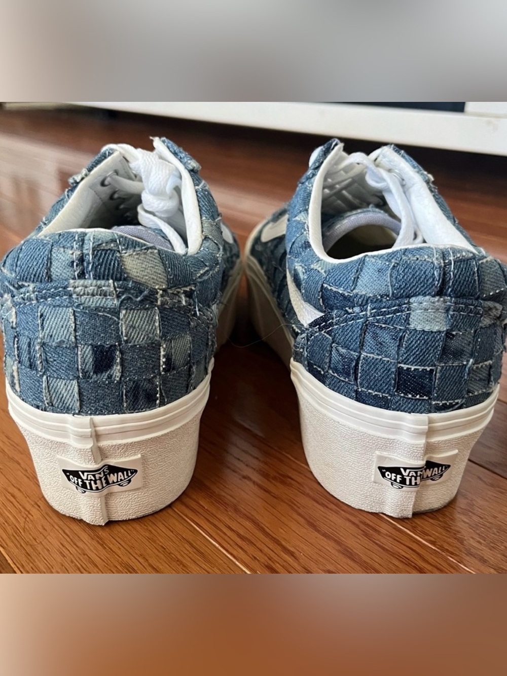 VANS OLD SKOOL STACKFORM WOVEN Denim Sneakers Size 7 Blue Like New! - Picture 5 of 5